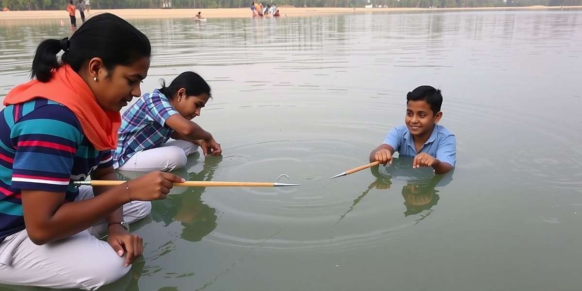 Ganges River Spike - Educational Program Indian school students playing Ganges River Spike as part of their geography lesson